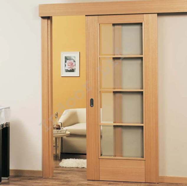 Melodi Camlı Yüzeysel Sürgülü Anigra Ahşap Kapı